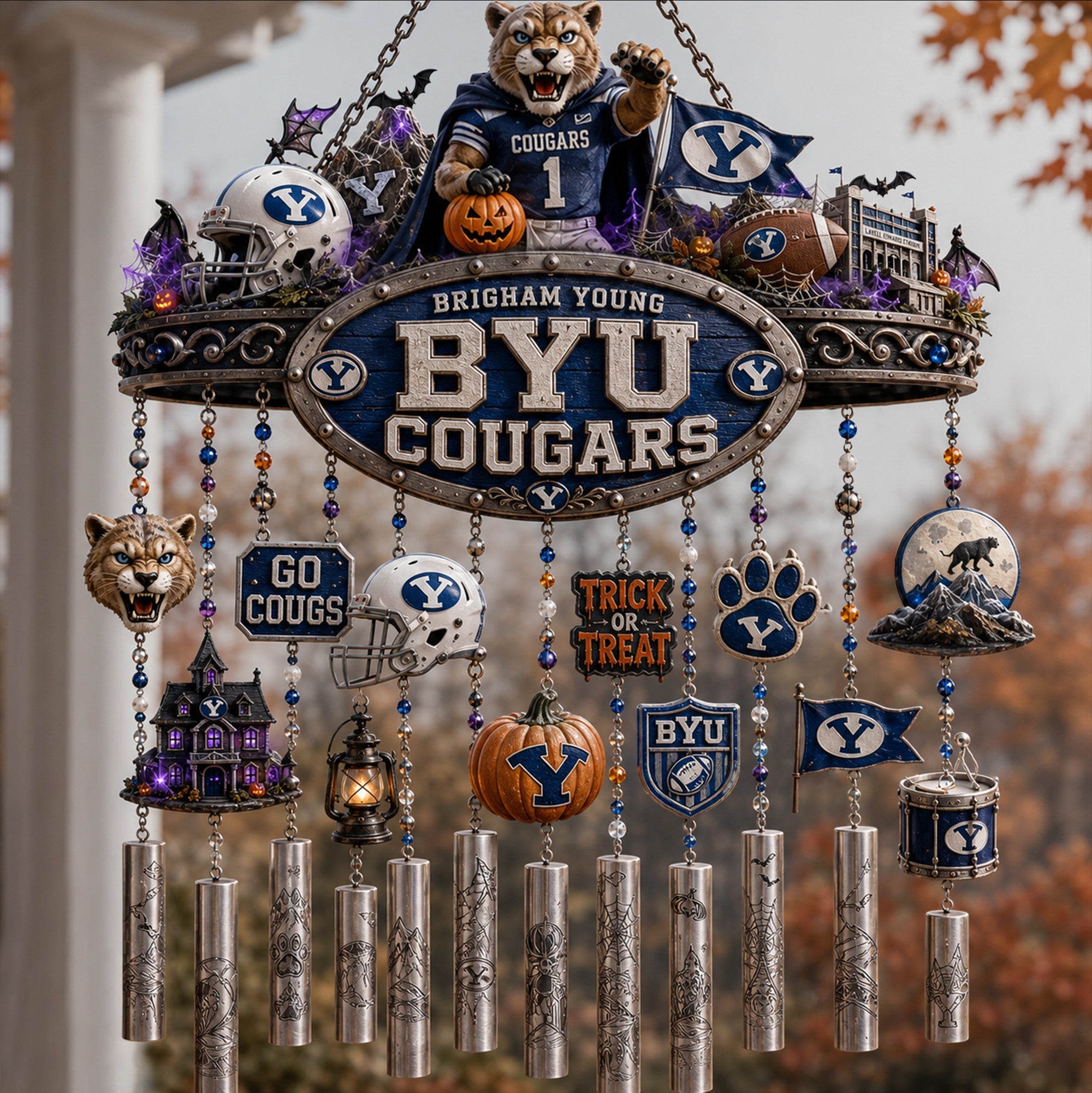 Premium BYU Halloween Wind Chime TNSM