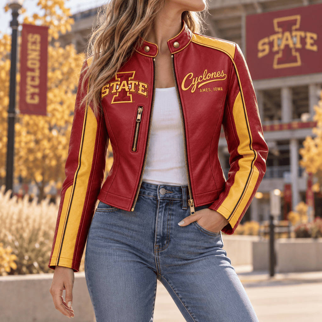 Premium ISC Cropped Leather Zipper Jacket PVNA