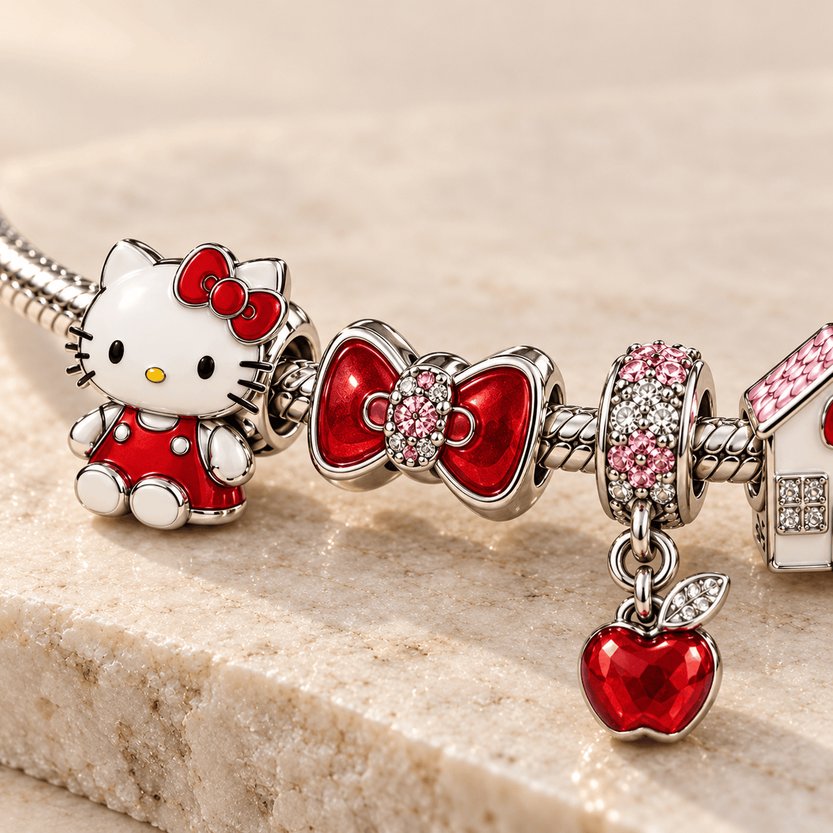 HLKT Silver Charm Bracelet Set PTKL
