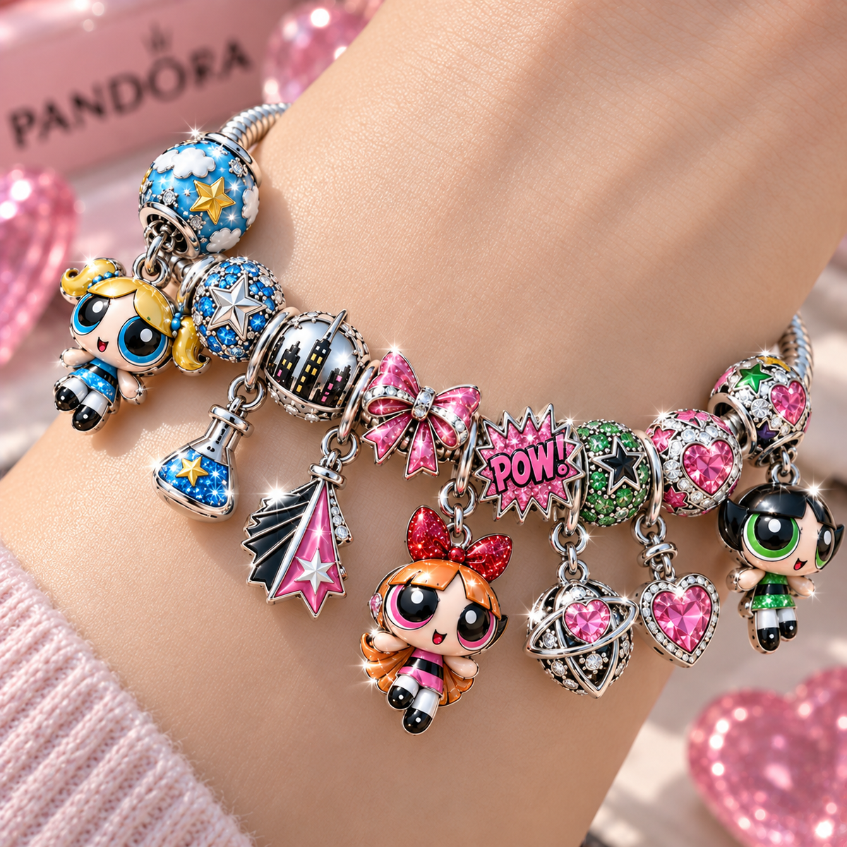 TPPG Silver Charm Bracelet Set NTTB