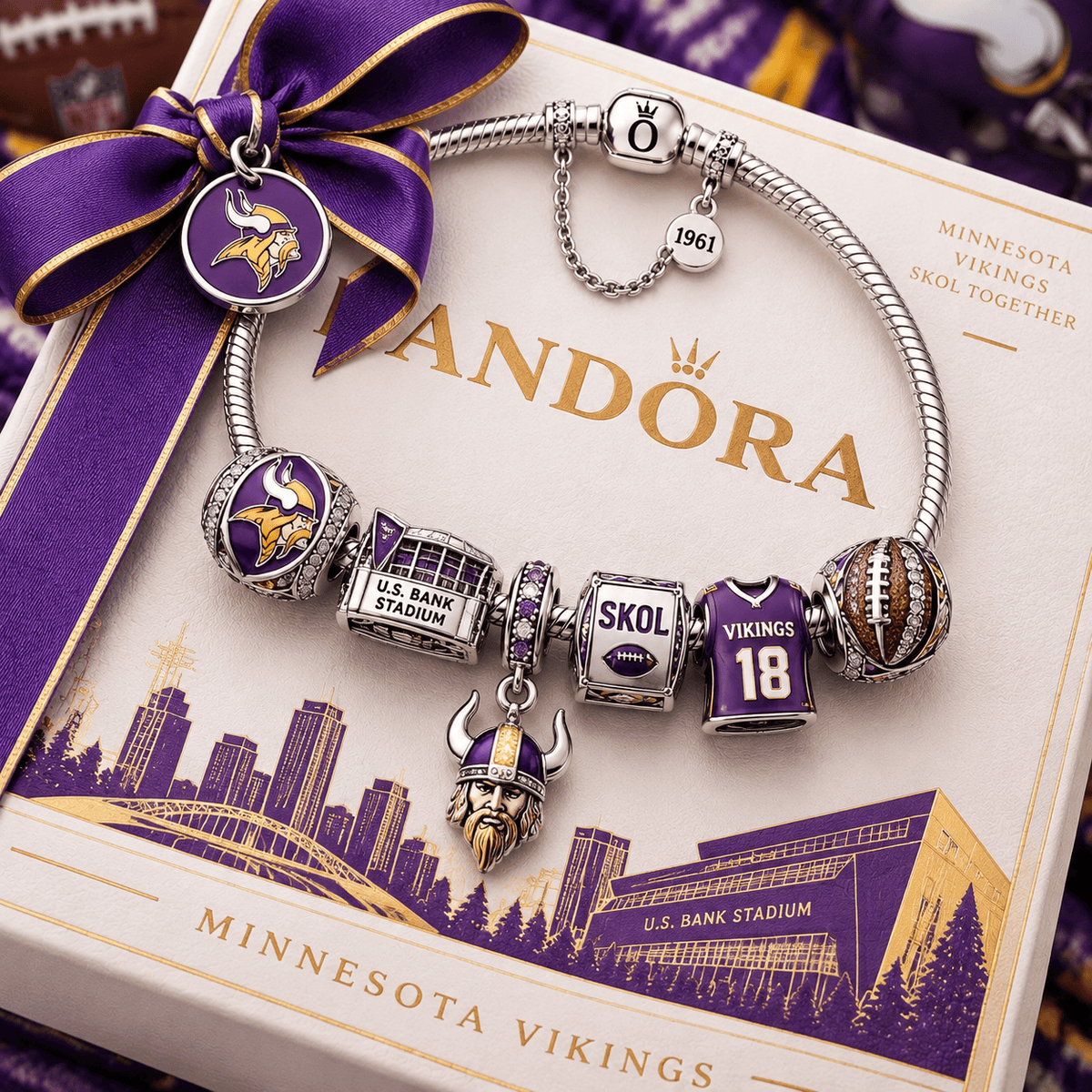 MNVK Silver Charm Bracelet Set PTT
