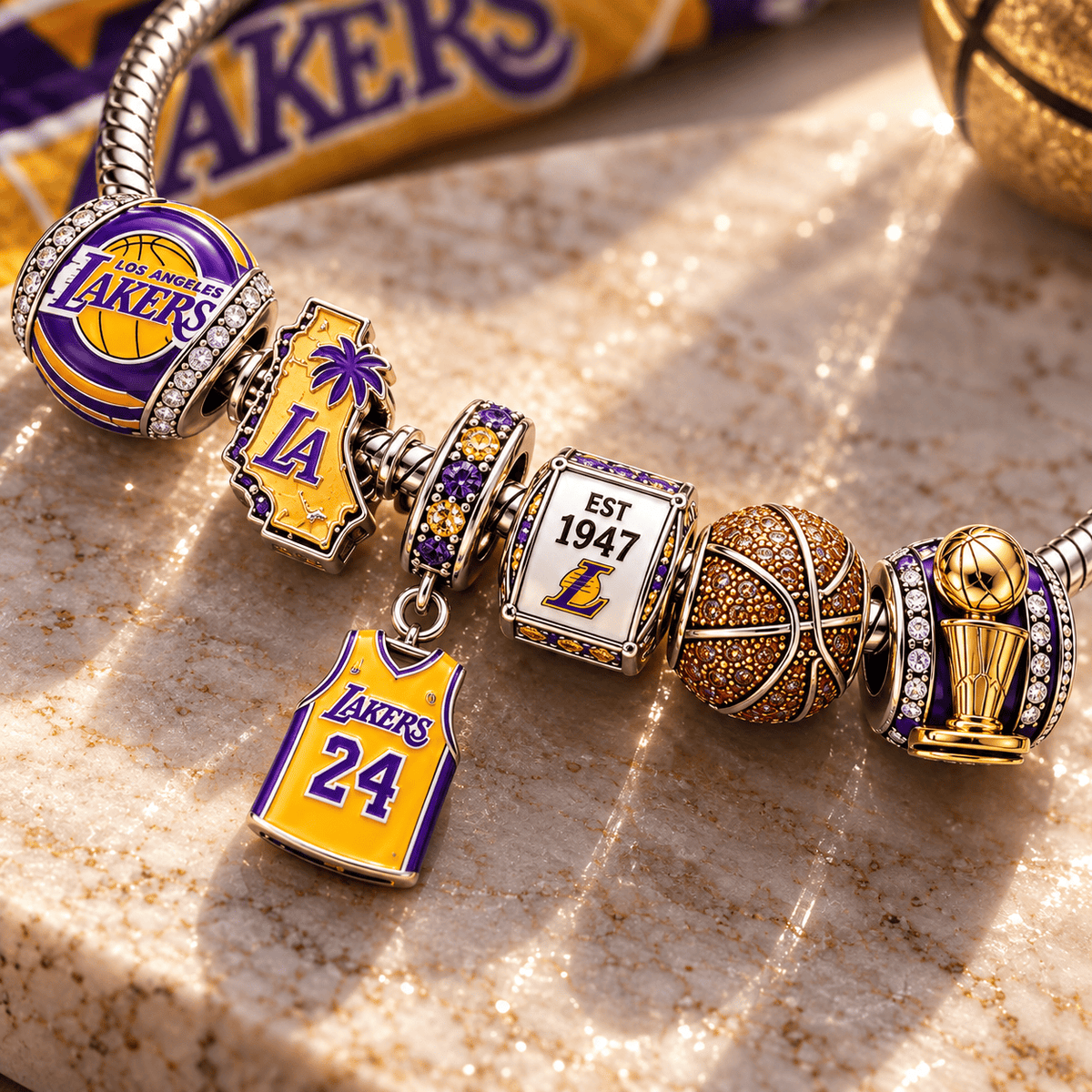 LAL Silver Charm Bracelet Set PTT