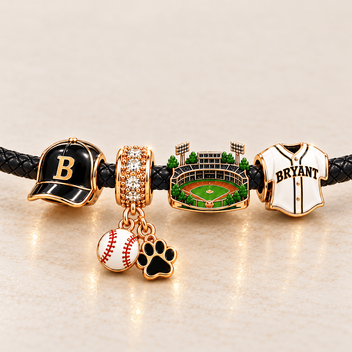BABD Braided Leather Cord Charm Bracelet Set NHVH