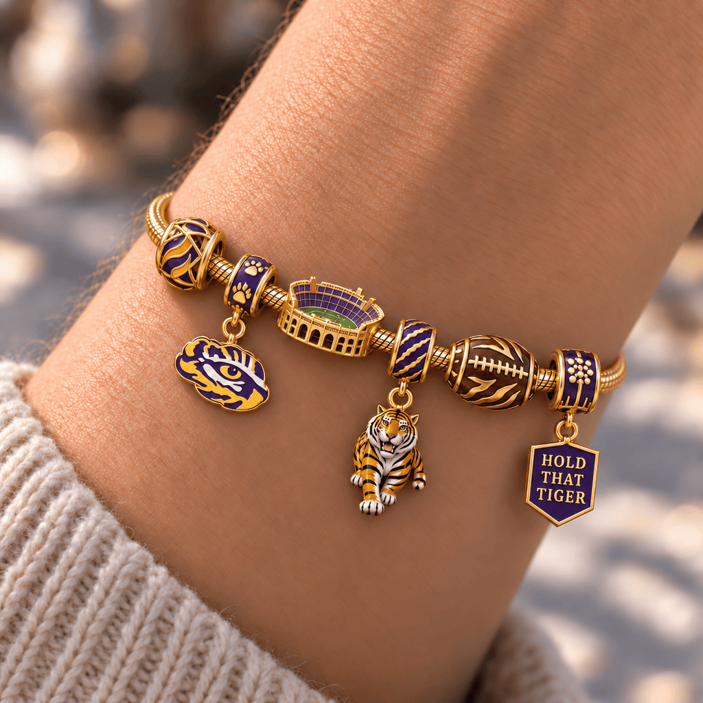 LSU Gold Charm Bracelet Set HQH