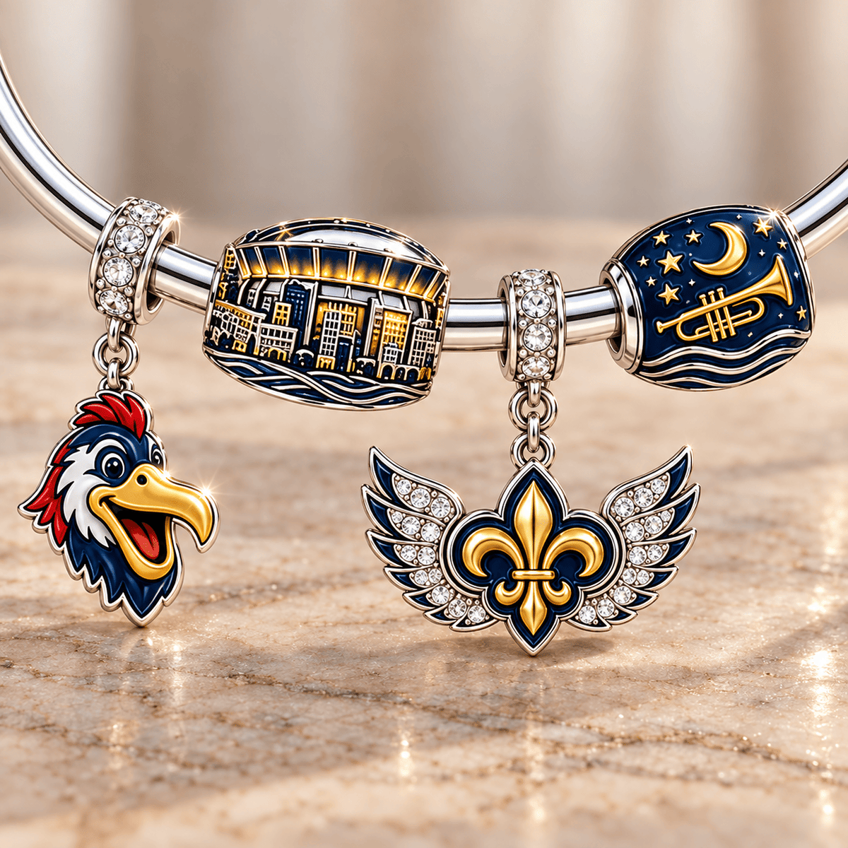 NOP Silver Charm Bracelet Set TMH