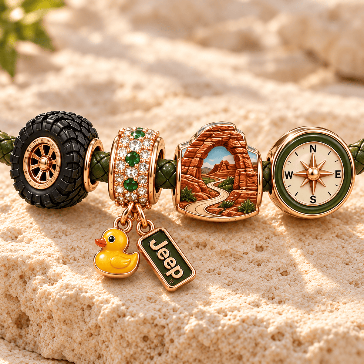 JEP Braided Leather Charm Bracelet Set NHVH