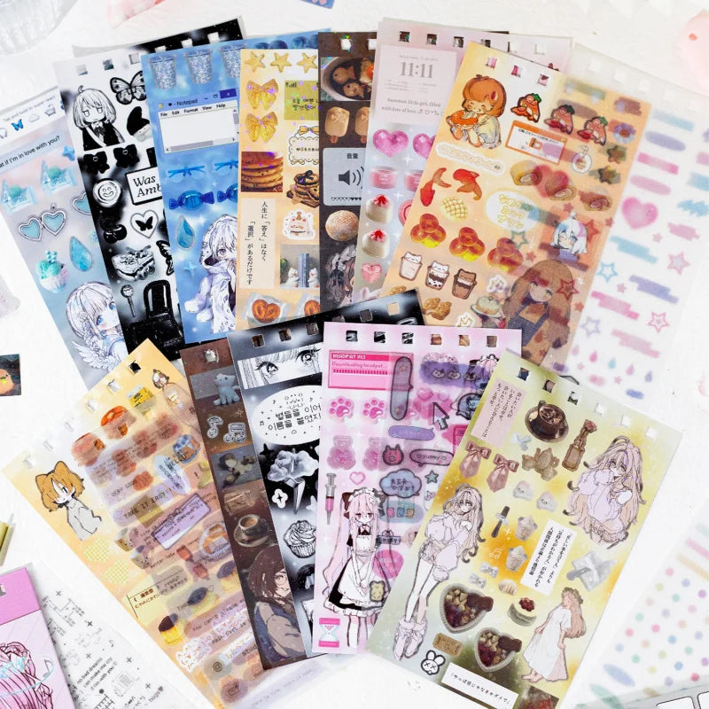 60-Piece Cute Cartoon Small Label Sticker Set, Vibrant Patterns Perfect for Hand Account Decor, Scrapbooking Accents