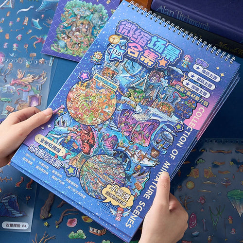 29-Sheet Oversized 3D Scene Sticker Book, Extra-Large Stereoscopic Designs, Vivid Dimensional Scenery for Journal Decoration