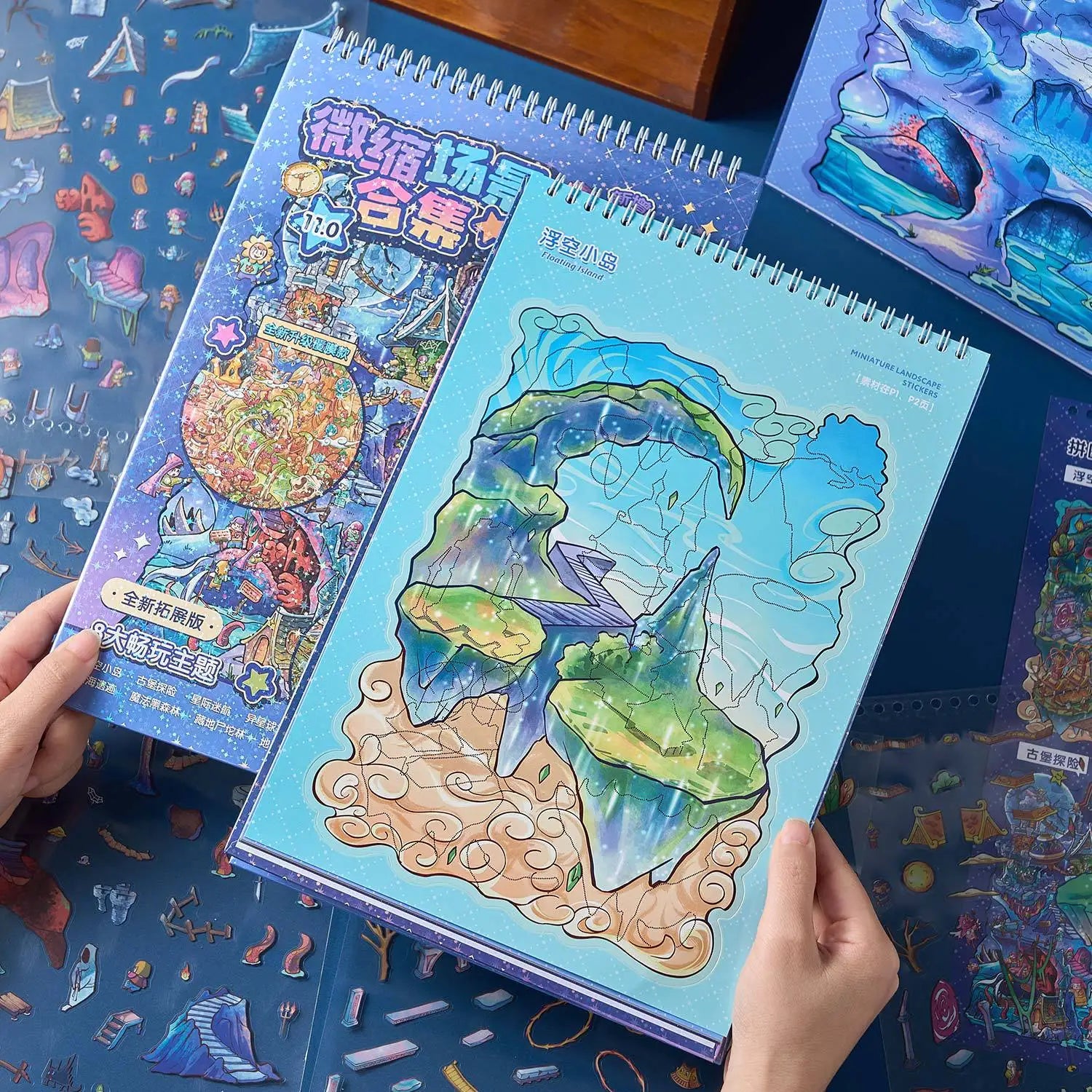 29-Sheet Oversized 3D Scene Sticker Book, Extra-Large Stereoscopic Designs, Vivid Dimensional Scenery for Journal Decoration