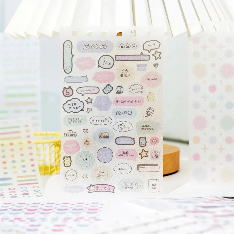 60-Piece Cute Cartoon Small Label Sticker Set, Vibrant Patterns Perfect for Hand Account Decor, Scrapbooking Accents