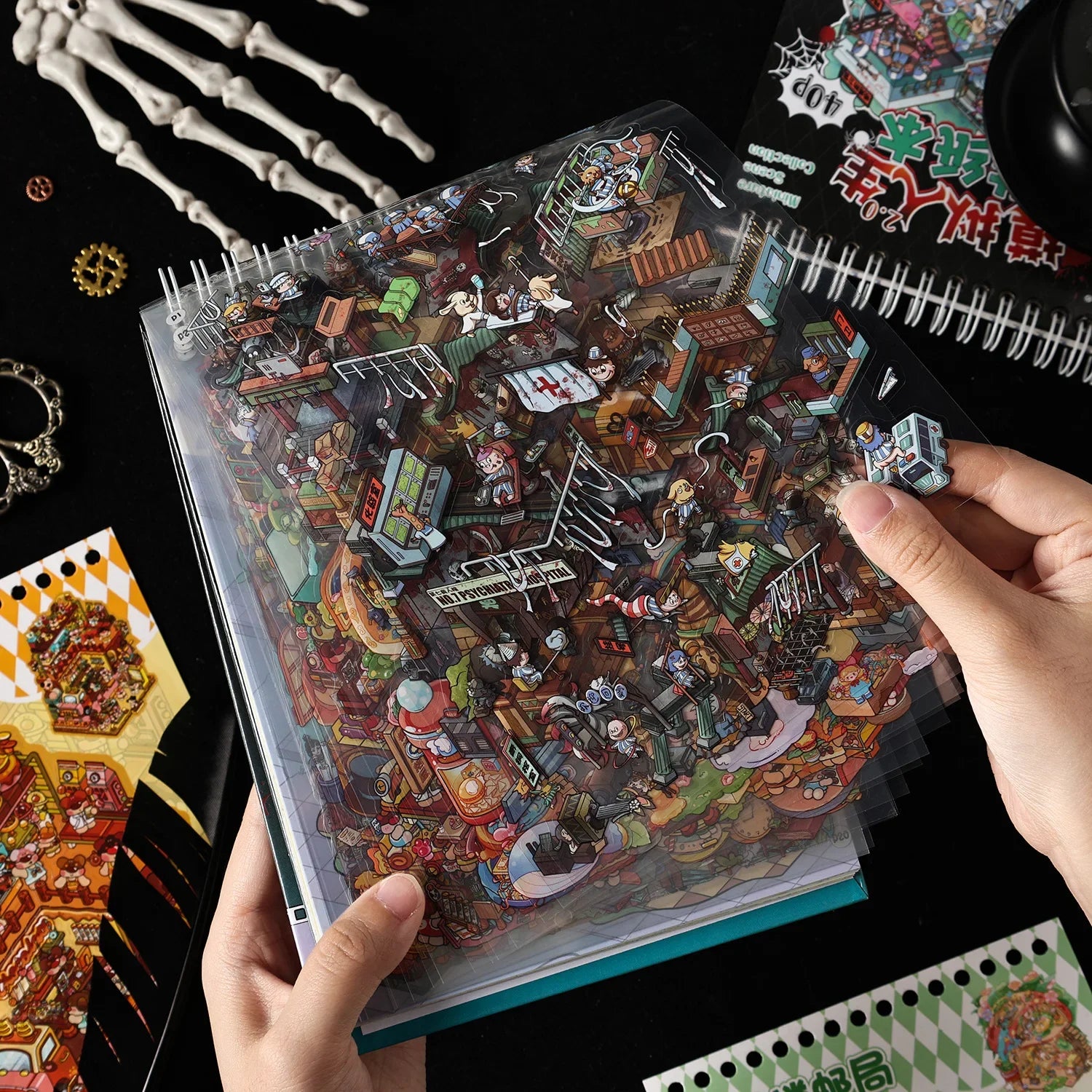 40pcs/pack Simulation Life 2.0 Sticker Book Diorama Stickers Cross-border Exclusive Creative Miniature Scene 3D Decals Scrapbook