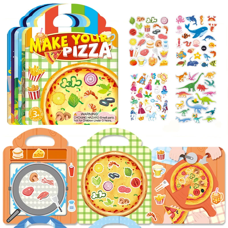3pcs Children Reusable Jelly Sticker Books Animal Ocean Cartoon Sticker Toy Portable DIY Paste Book Sticker Toy Gifts for Kids
